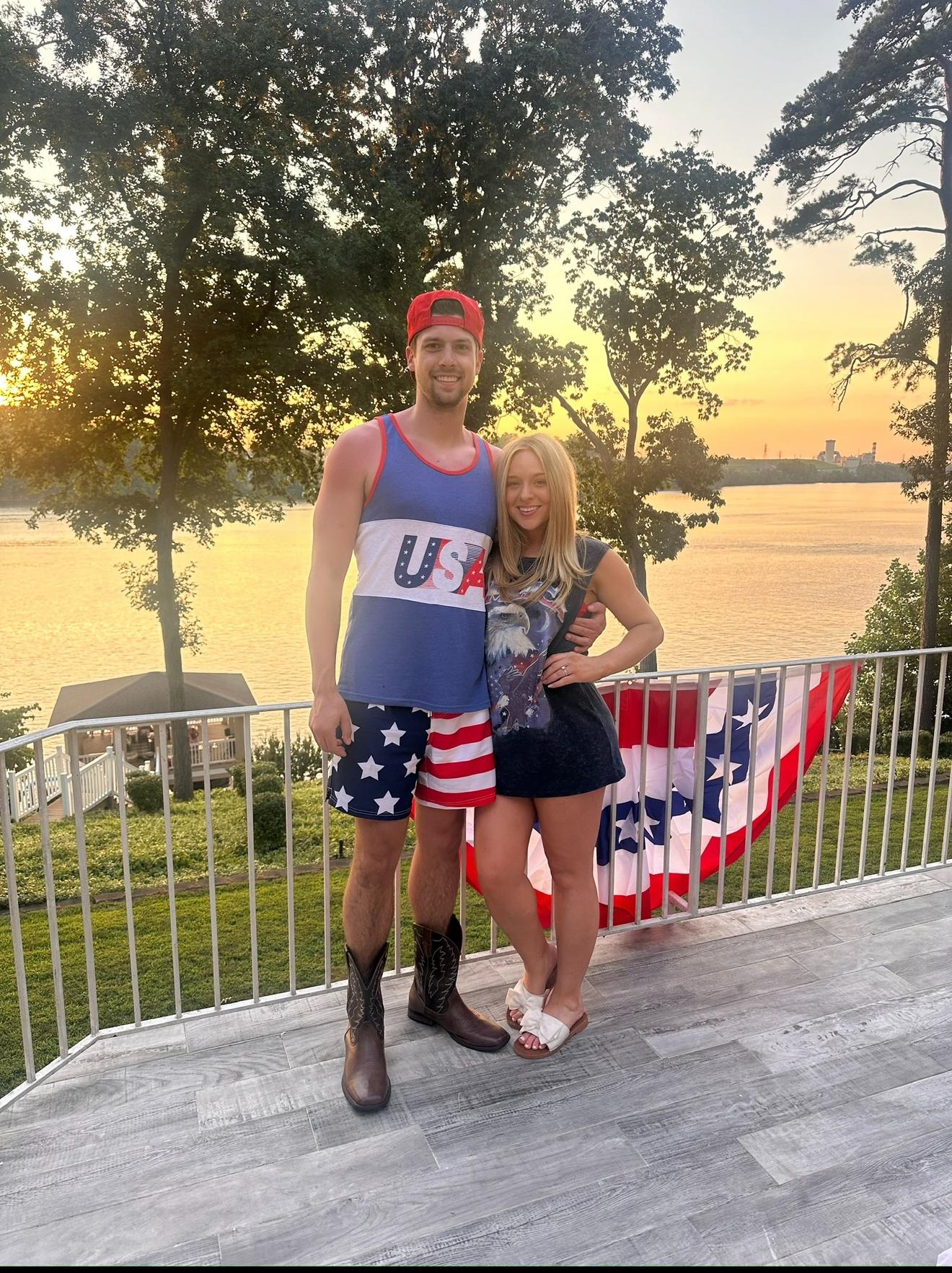 Gentry and his wife dressed for a Fourth of July celebration by the water